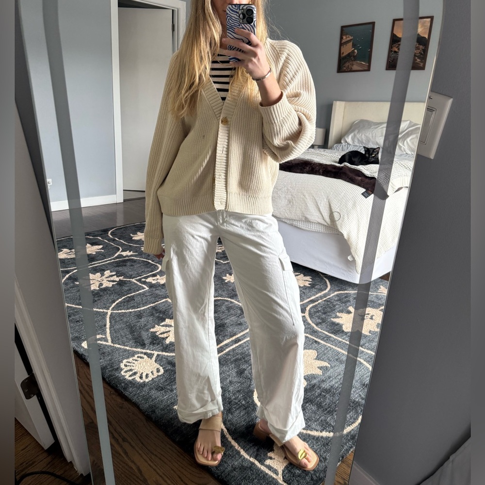 Abercrombie Wide Leg Tailored Linen Cargo Pants